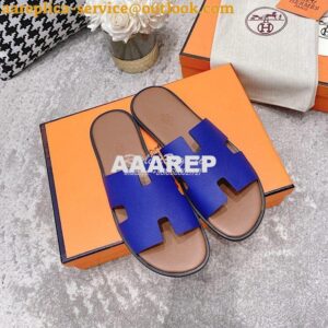 Replica Hermes Izmir Sandals in Epsom Calfskin H181403 Royal Blue Brow