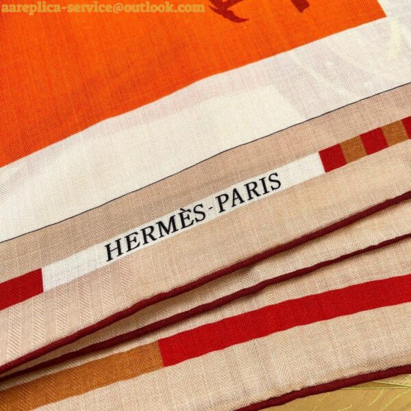 Replica Hermes Orange Voitures en Equilibre Shawl 140 8