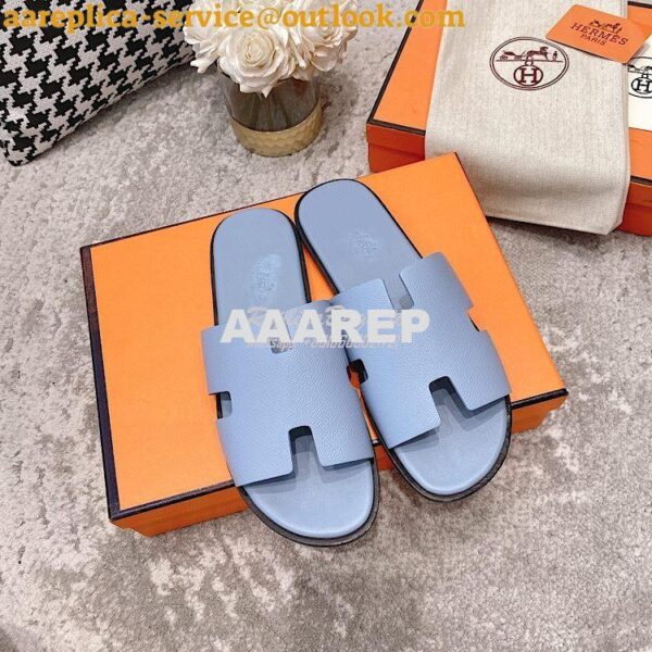 Replica Hermes Izmir Sandals in Epsom Calfskin H181403 Sky Blue 3