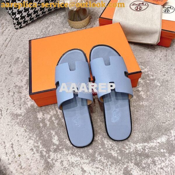 Replica Hermes Izmir Sandals in Epsom Calfskin H181403 Sky Blue 6