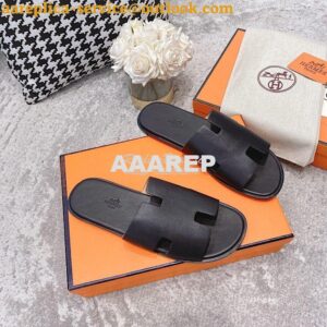 Replica Hermes Izmir Sandals in Smooth Calfskin H181403 Black 2