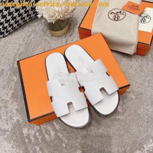 Replica Hermes Izmir Sandals in Smooth Calfskin H181403 Blanc