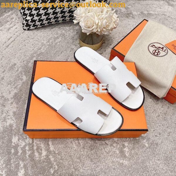 Replica Hermes Izmir Sandals in Smooth Calfskin H181403 Blanc 4