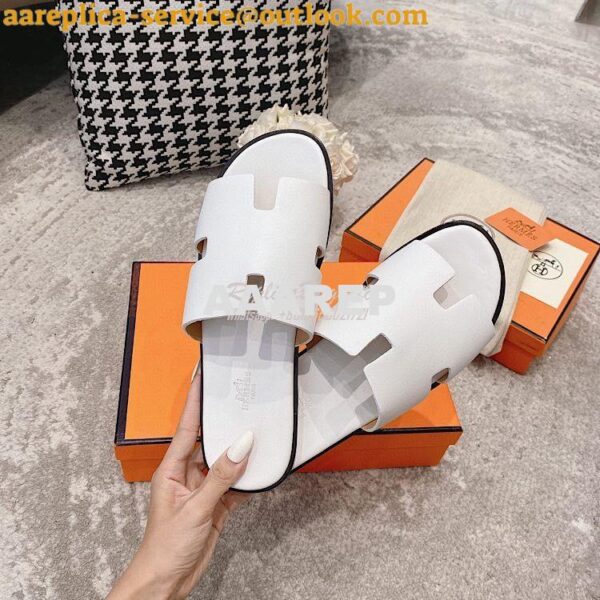 Replica Hermes Izmir Sandals in Smooth Calfskin H181403 Blanc 6