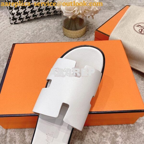 Replica Hermes Izmir Sandals in Smooth Calfskin H181403 Blanc 7