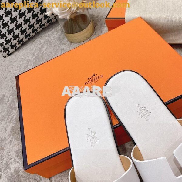 Replica Hermes Izmir Sandals in Smooth Calfskin H181403 Blanc 10