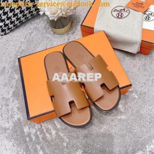 Replica Hermes Izmir Sandals in Smooth Calfskin H181403 Brown