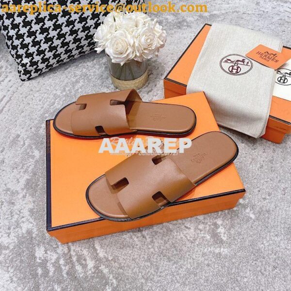 Replica Hermes Izmir Sandals in Smooth Calfskin H181403 Brown 5