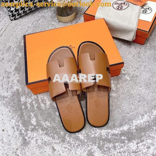 Replica Hermes Izmir Sandals in Smooth Calfskin H181403 Brown 7