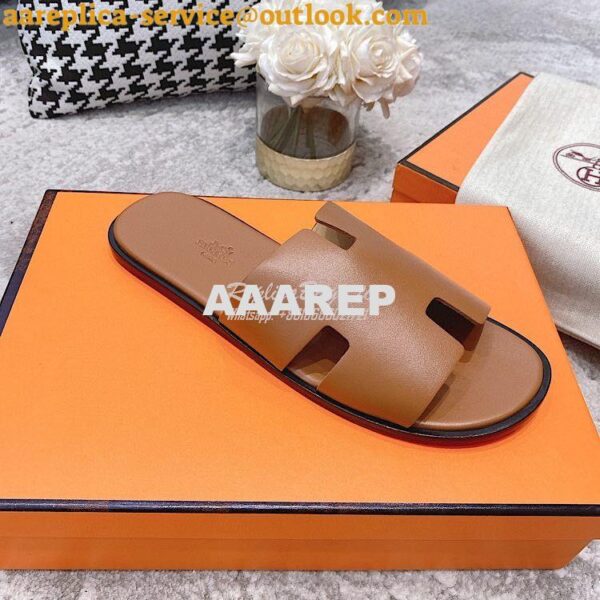 Replica Hermes Izmir Sandals in Smooth Calfskin H181403 Brown 8