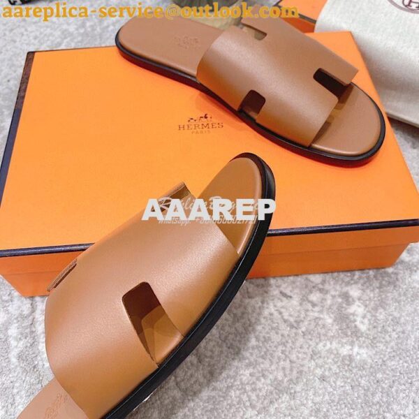 Replica Hermes Izmir Sandals in Smooth Calfskin H181403 Brown 10