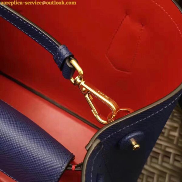 Replica Prada Double Medium Tote Bag In Blue Saffiano Leather 5