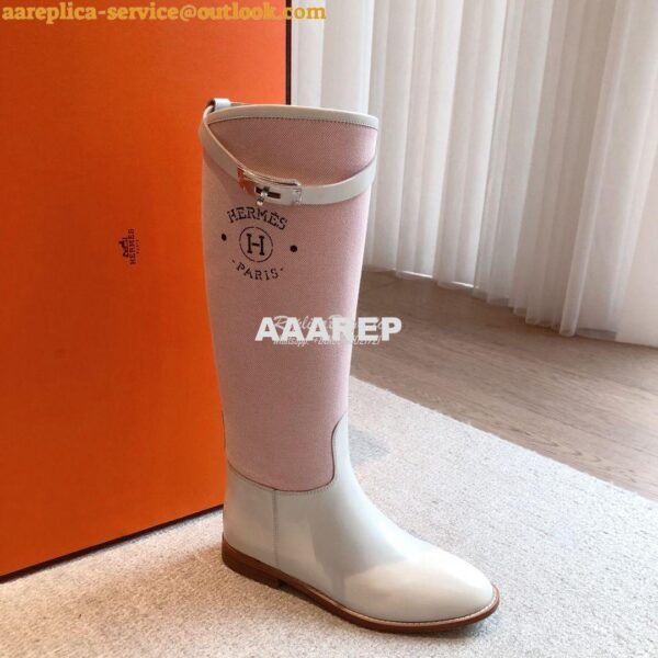 Replica Hermes Jumping Boot in Box calfskin and Printed H canvas H2310 14