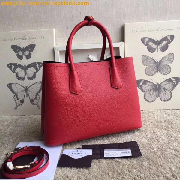 Replica Prada Double Medium Tote Bag In Red Saffiano Leather 9