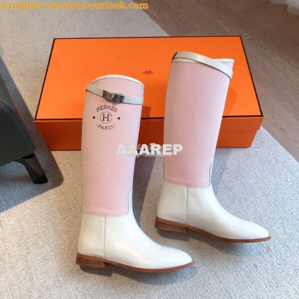 Replica Hermes Jumping Boot in Box calfskin and Printed H canvas H2310 16