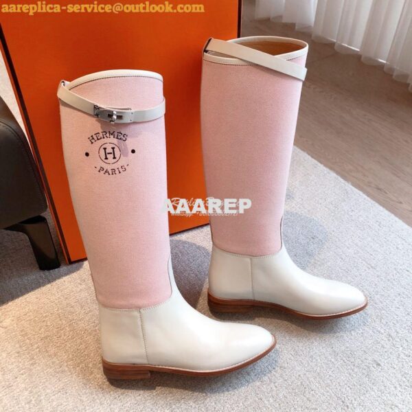 Replica Hermes Jumping Boot in Box calfskin and Printed H canvas H2310 17