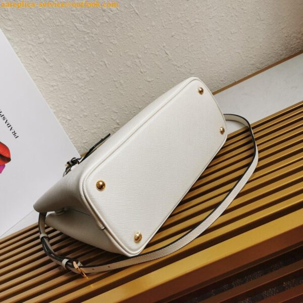 Replica Prada Double Medium Tote Bag In White Saffiano Leather 6