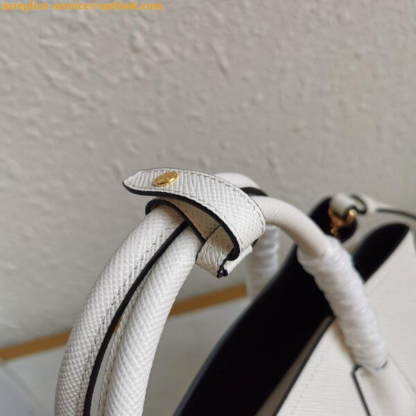 Replica Prada Double Medium Tote Bag In White Saffiano Leather 8