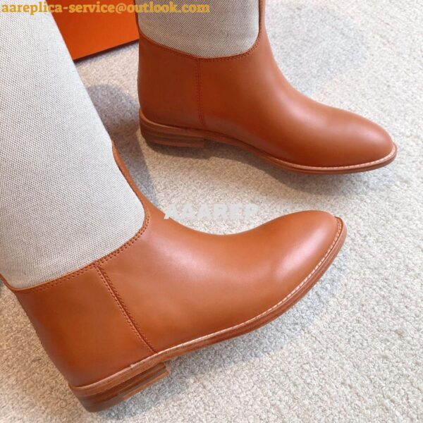 Replica Hermes Jumping Boot in Box calfskin and Printed H canvas H2310 28