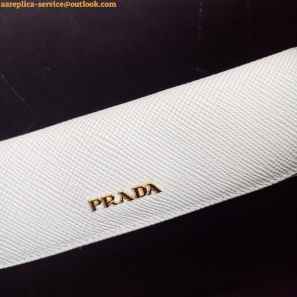 Replica Prada Double Medium Tote Bag In White Saffiano Leather 11