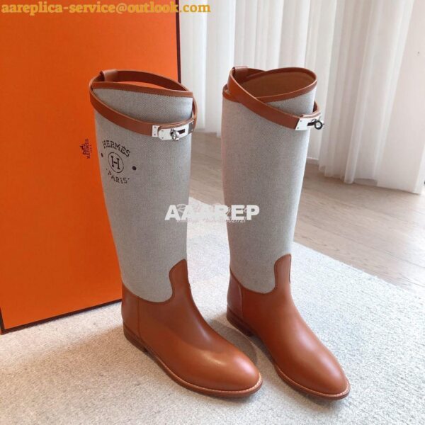 Replica Hermes Jumping Boot in Box calfskin and Printed H canvas H2310 30