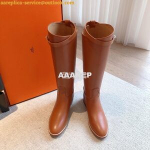 Replica Hermes Jumping Boot in Box calfskin H042138Z Brown 2