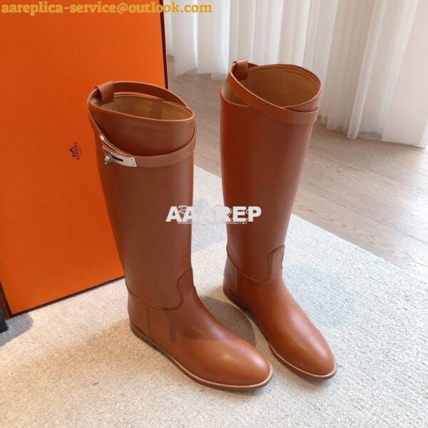 Replica Hermes Jumping Boot in Box calfskin H042138Z Brown 5