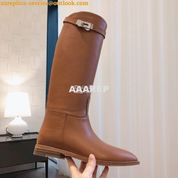 Replica Hermes Jumping Boot in Box calfskin H042138Z Brown 7