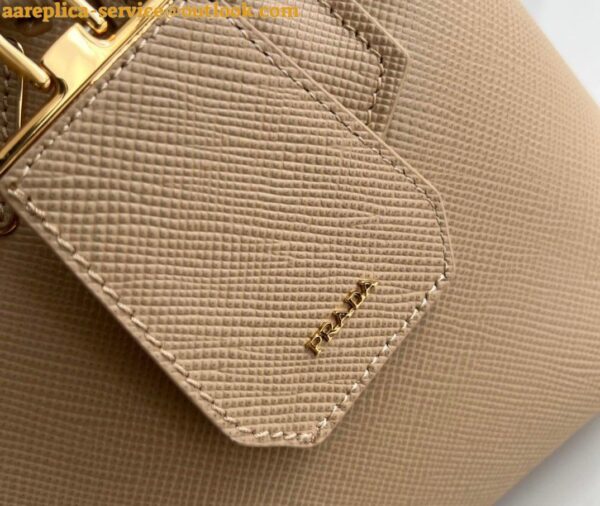 Replica Prada Double Mini Bag In Beige Saffiano Leather 8