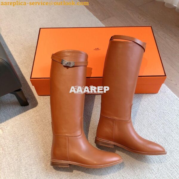 Replica Hermes Jumping Boot in Box calfskin H042138Z Brown 11