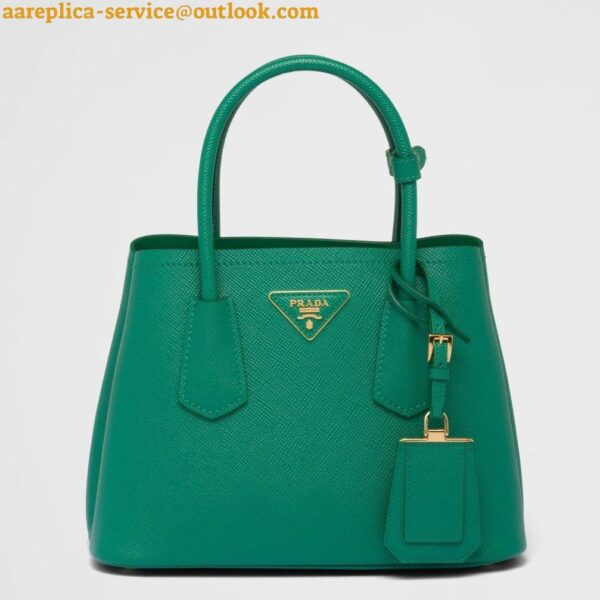 Replica Prada Double Mini Bag In Green Saffiano Leather 3