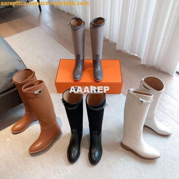 Replica Hermes Jumping Boot in calfskin with "H en Biais" motif H21212 4