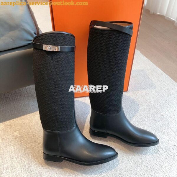 Replica Hermes Jumping Boot in calfskin with "H en Biais" motif H21212 11