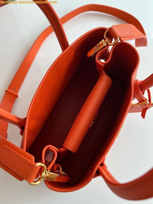 Replica Prada Double Mini Bag In Orange Saffiano Leather 11