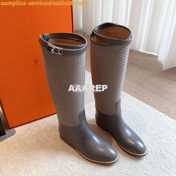 Replica Hermes Jumping Boot in calfskin with "H en Biais" motif H21212 5