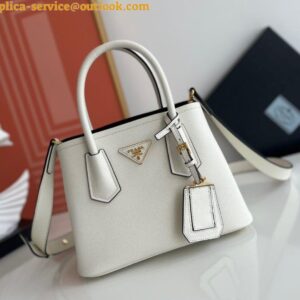 Replica Prada Double Mini Bag In White Saffiano Leather