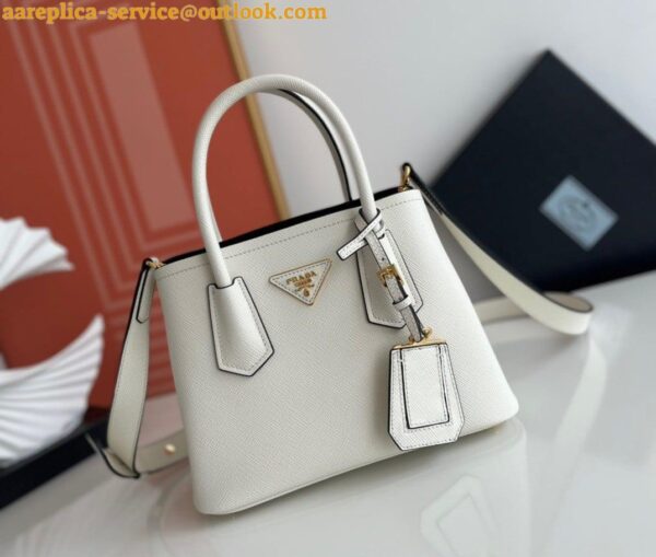 Replica Prada Double Mini Bag In White Saffiano Leather 3