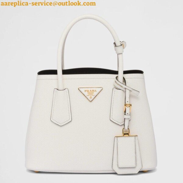 Replica Prada Double Mini Bag In White Saffiano Leather 13