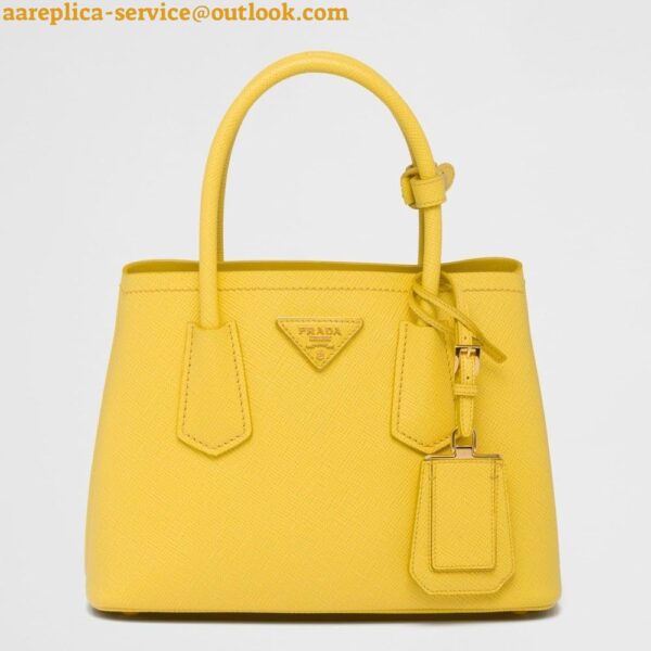 Replica Prada Double Mini Bag In Yellow Saffiano Leather 3