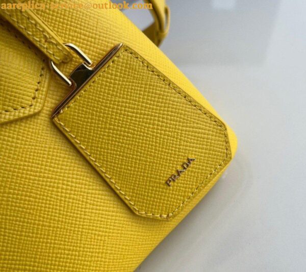 Replica Prada Double Mini Bag In Yellow Saffiano Leather 6