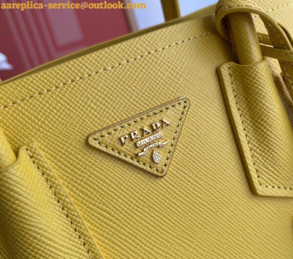 Replica Prada Double Mini Bag In Yellow Saffiano Leather 9