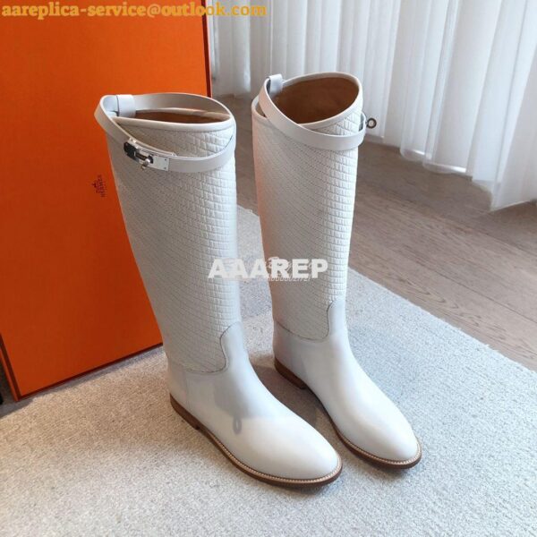 Replica Hermes Jumping Boot in calfskin with "H en Biais" motif H21212 6