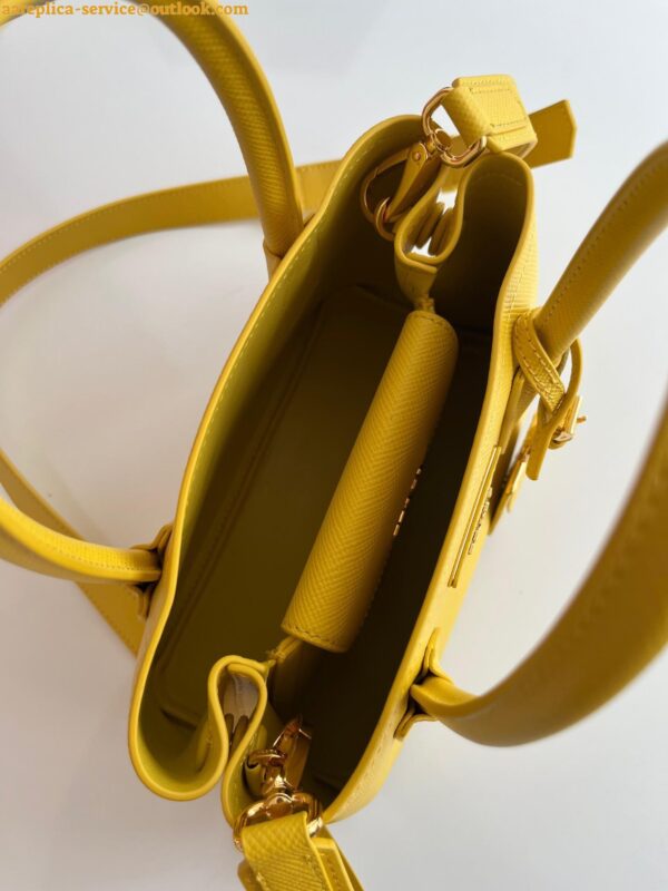 Replica Prada Double Mini Bag In Yellow Saffiano Leather 12