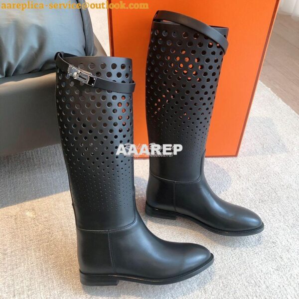 Replica Hermes Jumping Boot in perforated Heritage calfskin H231241Z B 7