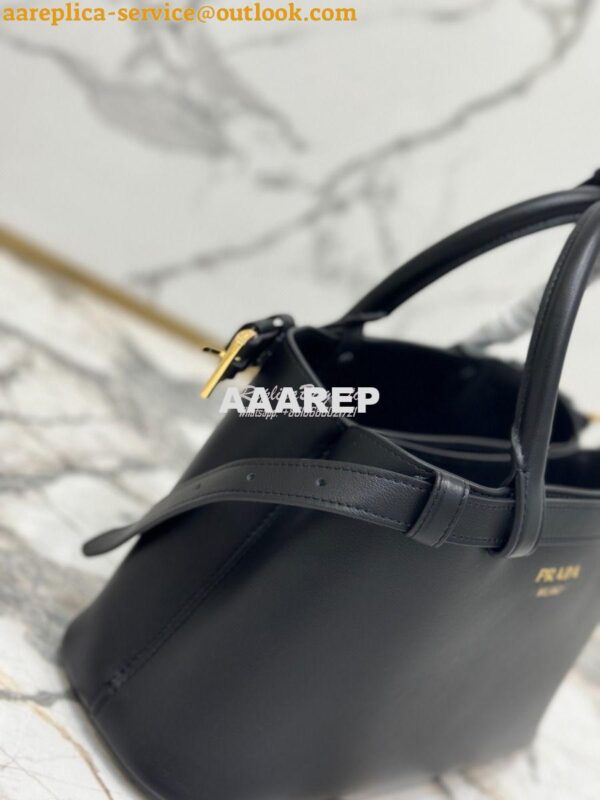 Replica Prada Buckle small leather handbag with double belt 1BA418 Bla 10