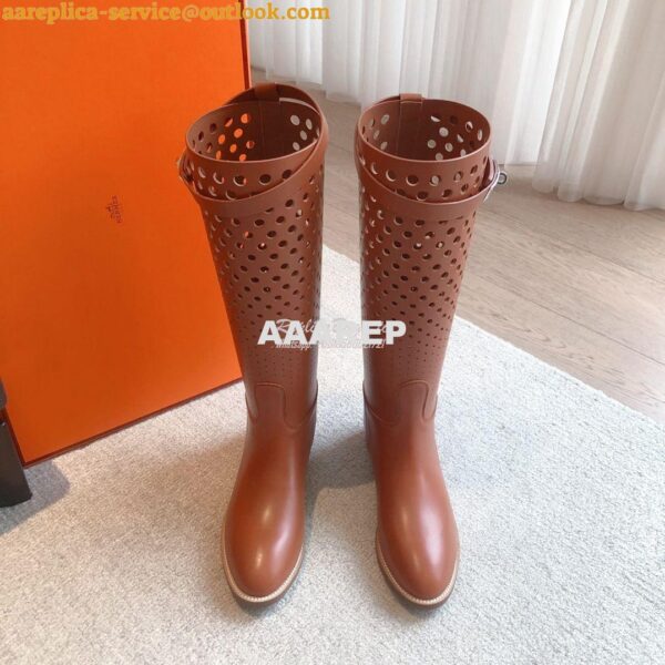 Replica Hermes Jumping Boot in perforated Heritage calfskin H231241Z B 4