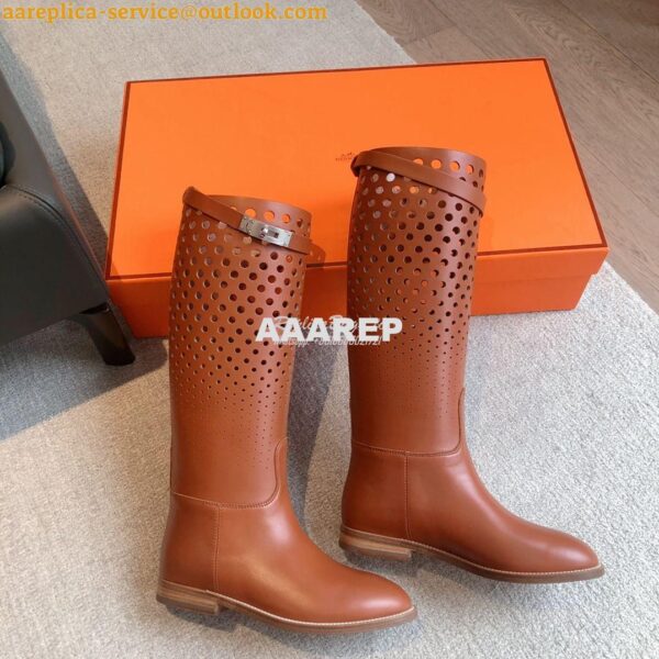 Replica Hermes Jumping Boot in perforated Heritage calfskin H231241Z B 5