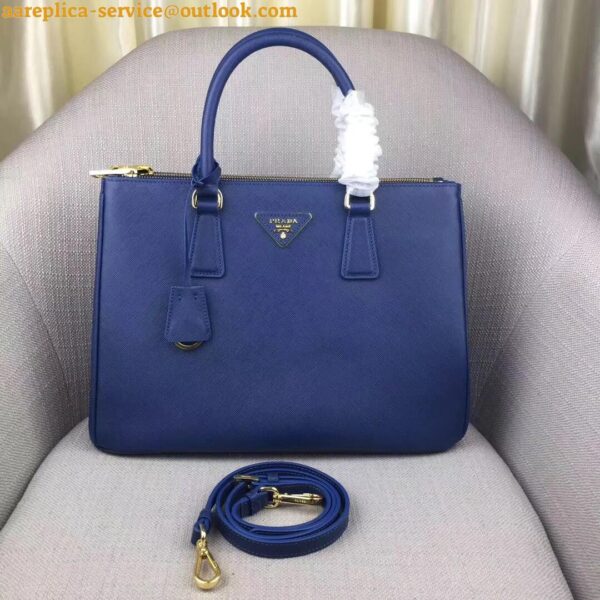 Replica Prada Galleria Large Bag In Blue Saffiano Leather 3