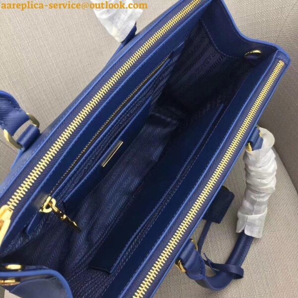 Replica Prada Galleria Large Bag In Blue Saffiano Leather 9