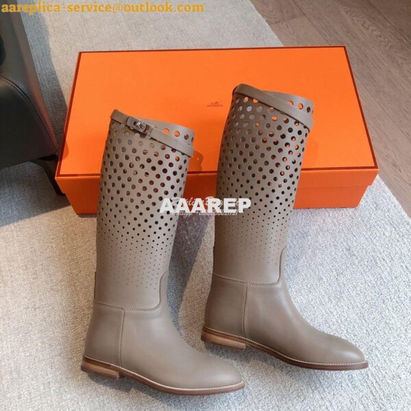 Replica Hermes Jumping Boot in perforated Heritage calfskin H231241Z E 8